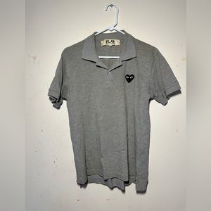 Men’s commes des garcons polo. Grey. Size medium